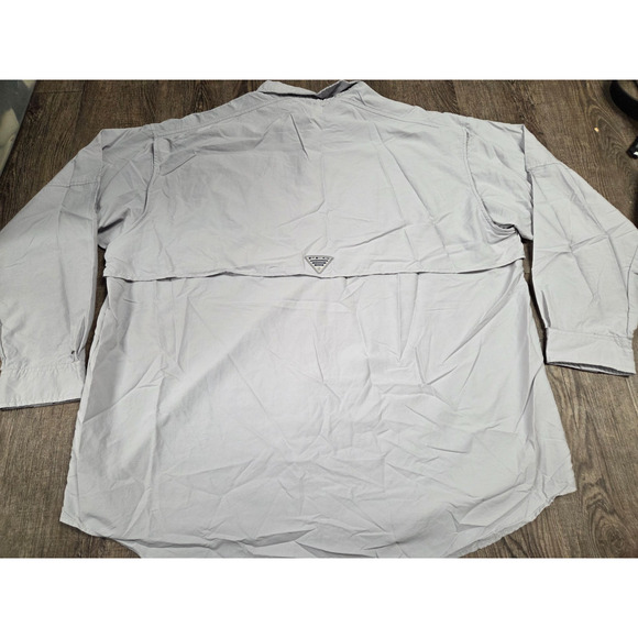 Columbia Bahama Silver Gray XXL Long Sleeve Button Front Men's Shirt Vented - Picture 5 of 5